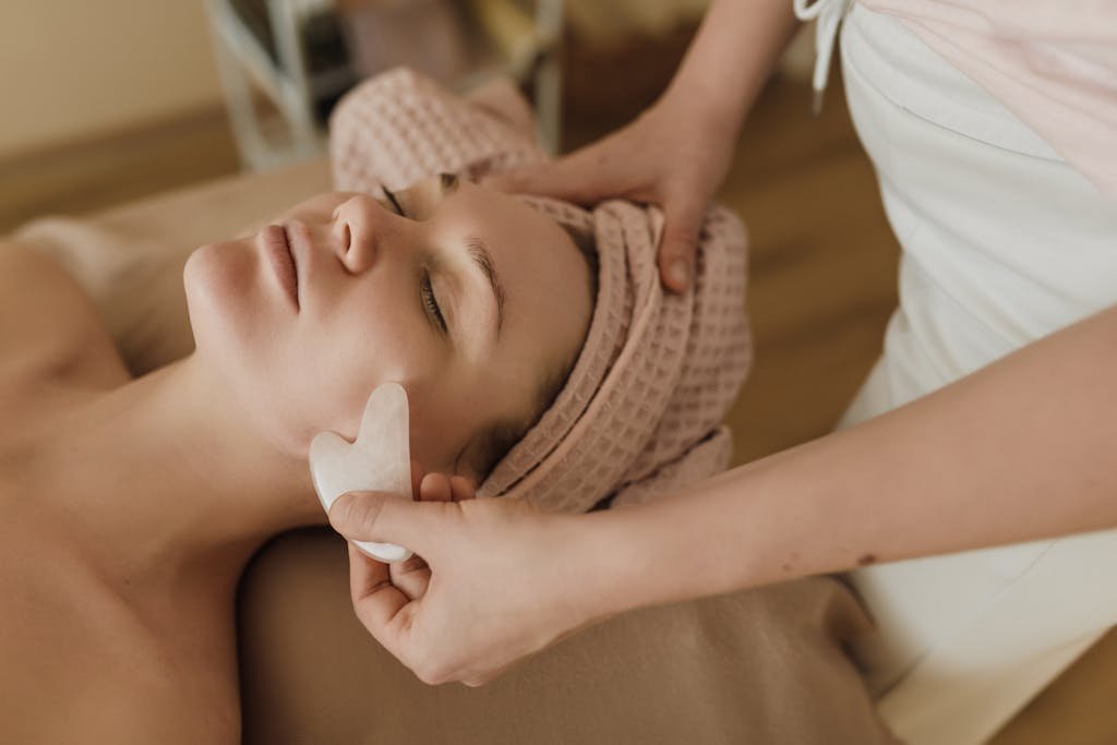 A Woman Having a Facial Treatment